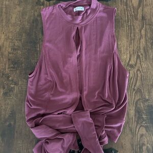 Intimately Free People Sleeveless Tie-Front Tank Top in Mauve